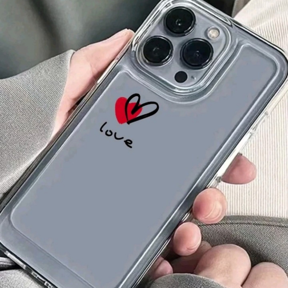 iPhone 13 Pro Max Heart Print Clear Phone Case